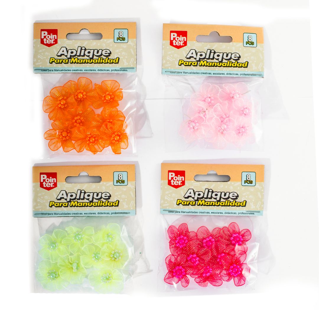 FLORES DE TELA POINTER P/MANUALIDADES BX8 4 COL. (F. 240 SETS)