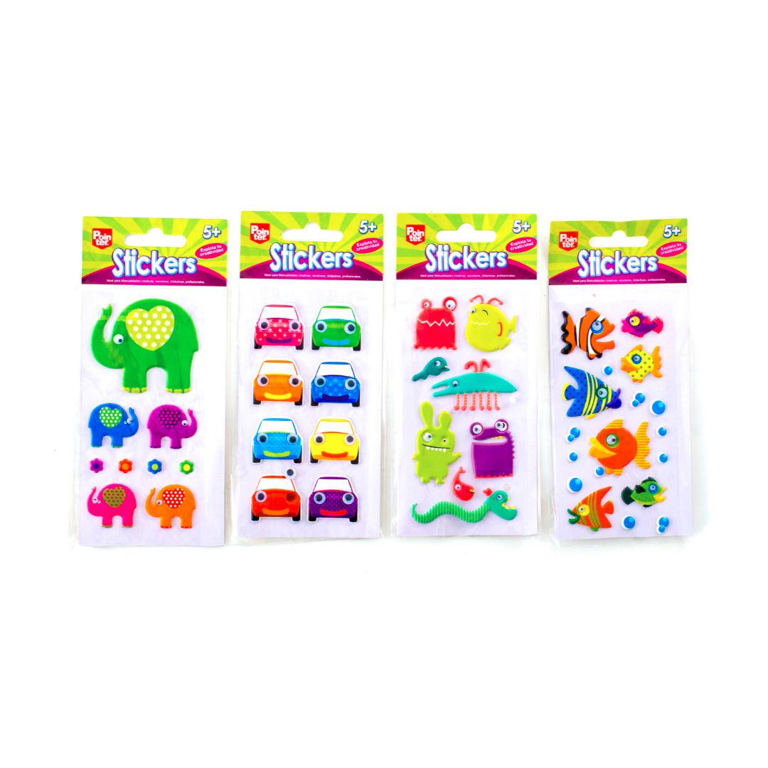 STICKERS POINTER ELEFANTE/CARRO/PEZ,/BICHOS (F. 360 PZA)