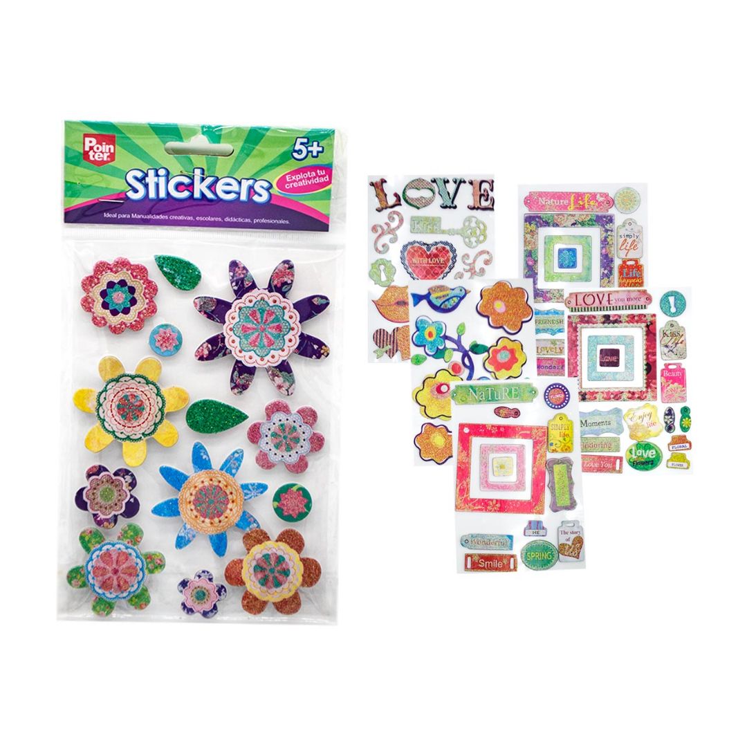 STICKERS POINTER ESCARCHADOS 6 DISEÑOS (F. 288 PZAS)