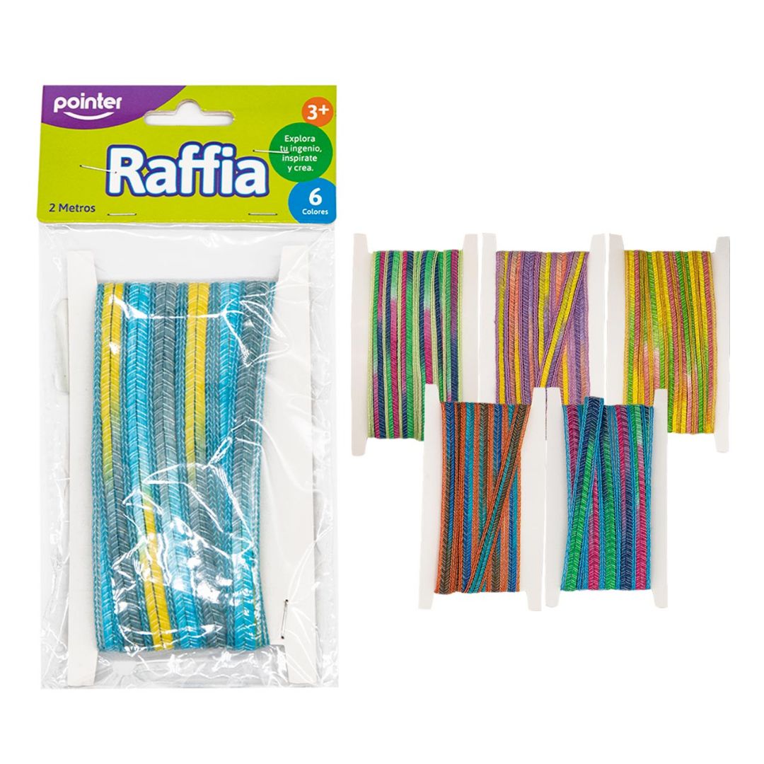 RAFIA POINTER C/DISEÑO 6 COLORES ROLLO 2M (F. 144 SETS)