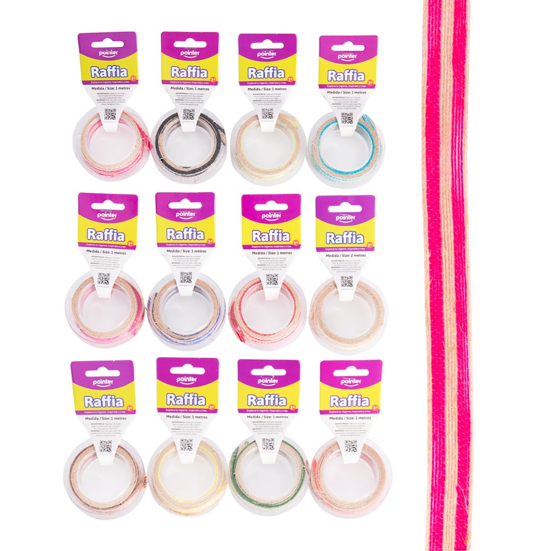 RAFIA POINTER ROLLO 1M 12 COLORES (F. 144 SETS)