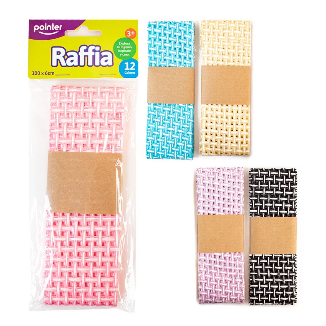 RAFIA POINTER DISEÑO TEJIDO 12 COLORES 1M X 6CM (F. 144 SETS)