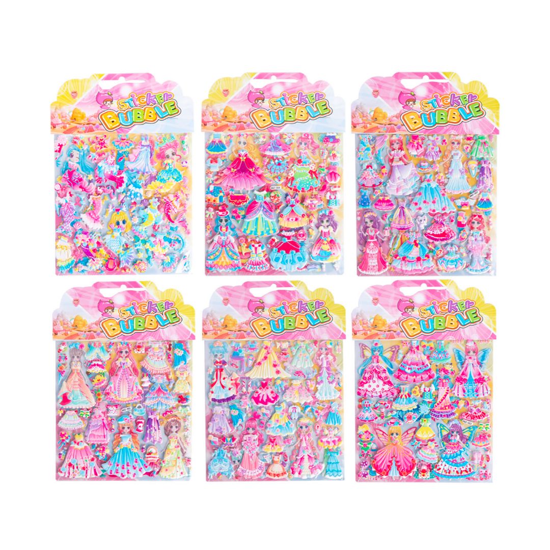 STICKERS BUBBLE PRINCESAS Y VESTIDOS (F. 240 SETS)