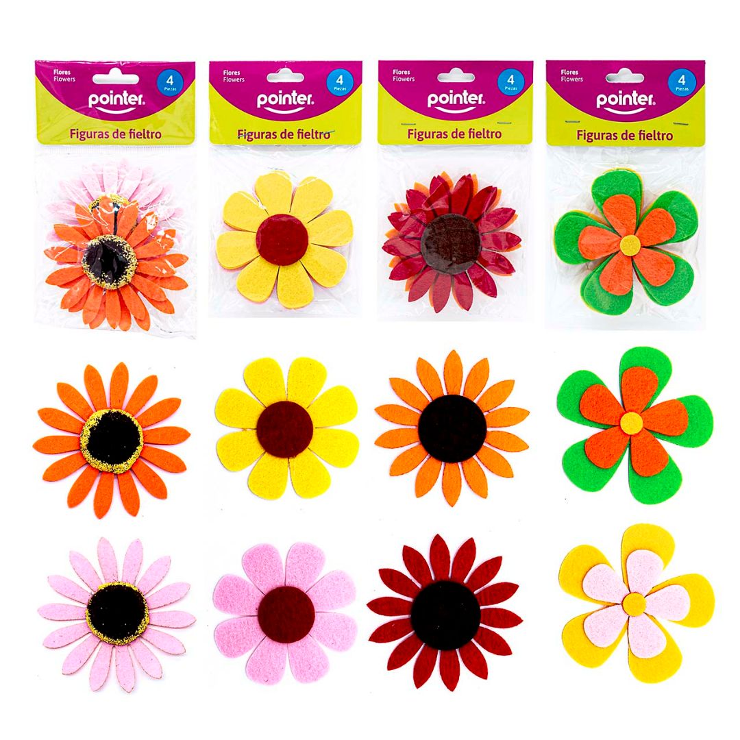 FIGURAS DE FIELTRO POINTER 4 DISEÑOS FLORES PX4 (F.192 SETS)