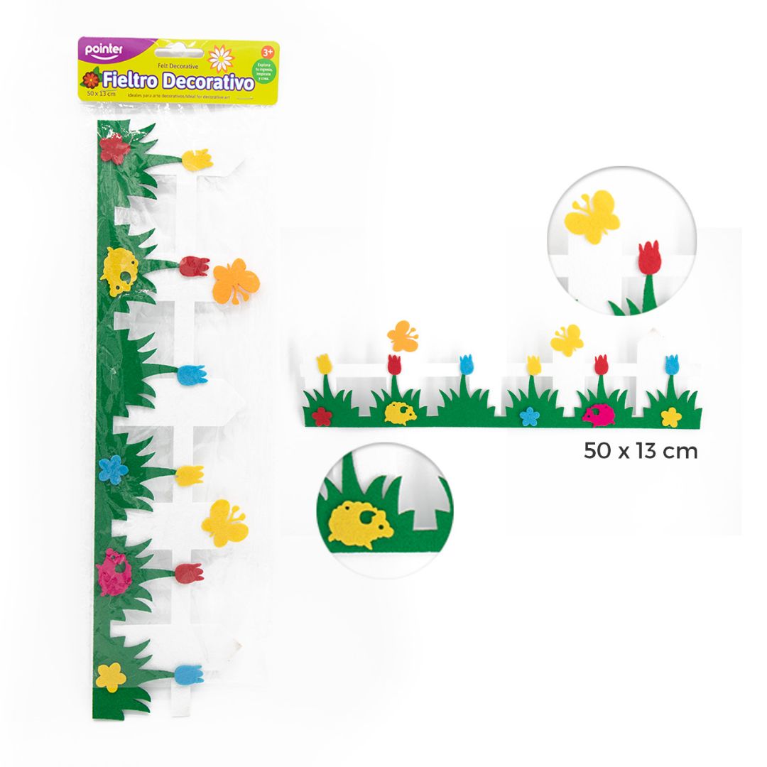 FIGURAS DE FIELTRO POINTER CERCA CON FLORES 50X13CM (F.120 PZAS)
