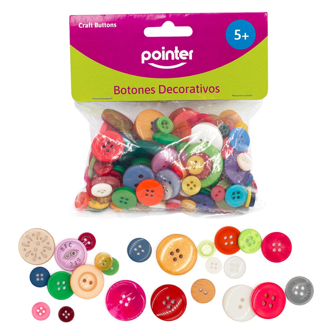 BOTONES PLASTICOS POINTER SURTIDOS 100G (F. 120 SETS)