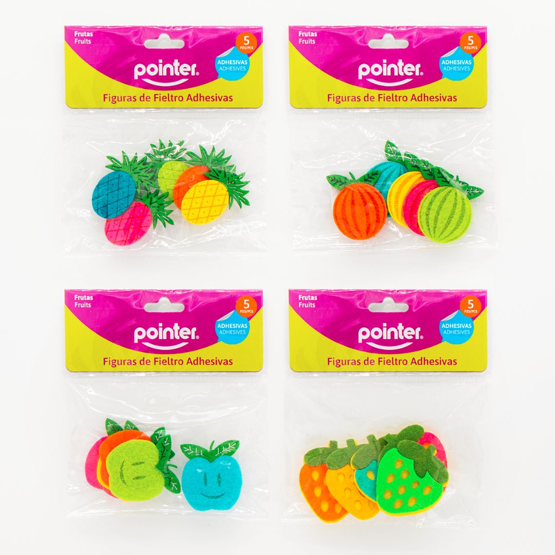 FIGURAS DE FIELTRO POINTER ADHESIVAS FRUTAS 4 DIS. (F. 288 SETS)