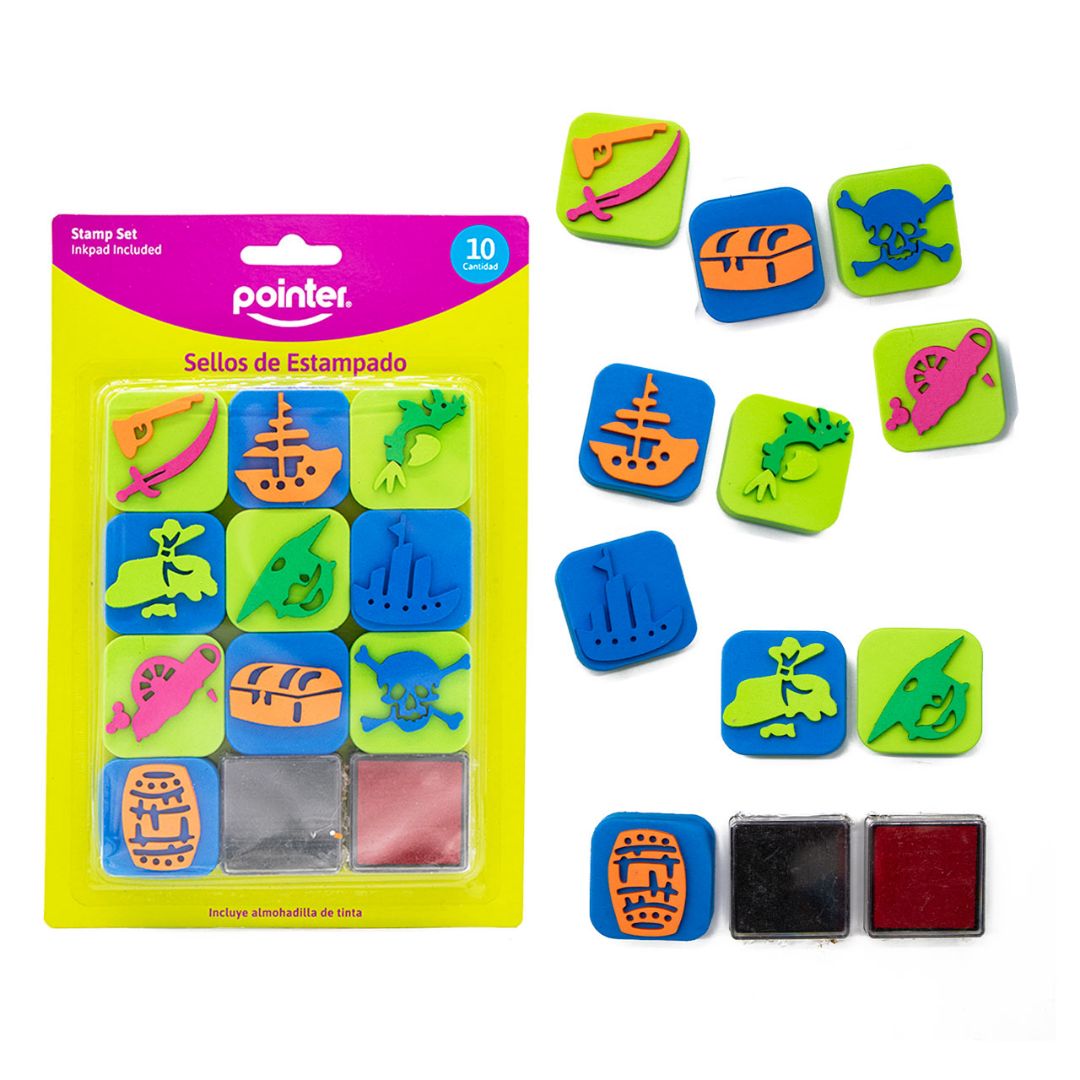 SELLOS DE FOAMY POINTER C/ALMOHADILLA DE TINTA RO/NE 10 PZAS (F. 144 SETS)