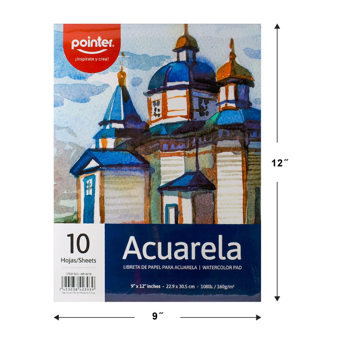 BLOCK ACUARELA POINTER 10H. 160 G. 9"X12" (F. 96 UNI)