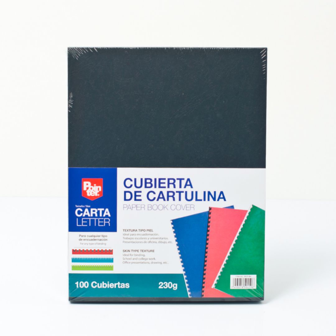 PASTA P/ENCUADERNAR POINTER NEGRO PX100 CARTA 230G (F. 40 PAQ)