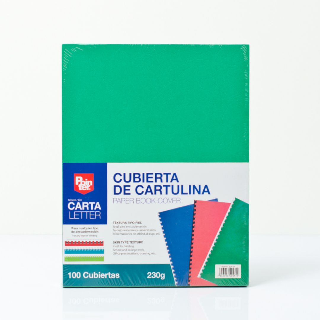 PASTA P/ENCUADERNAR POINTER VERDE PX100 CARTA 230G (F. 40 PAQ)