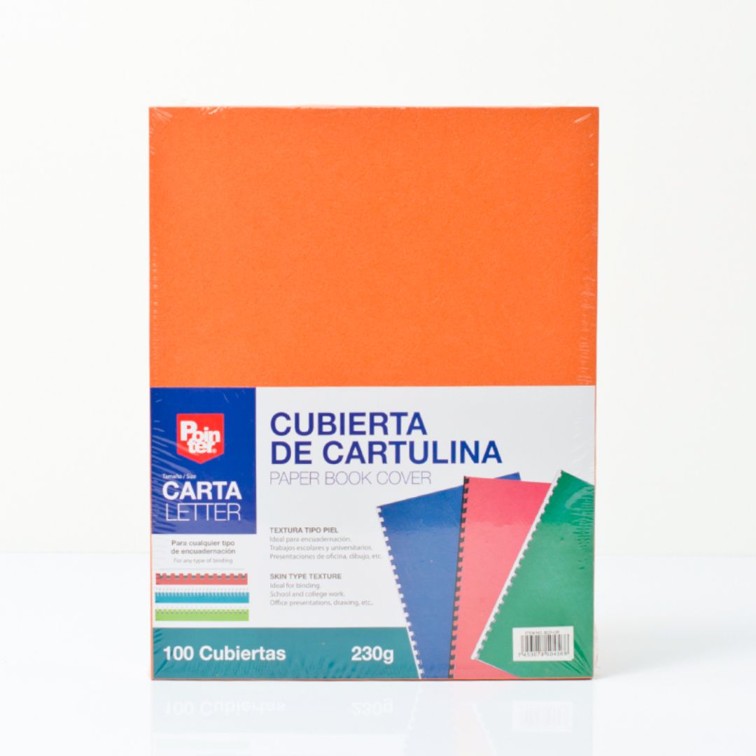 PASTA P/ENCUADERNAR POINTER NARANJA PX100 CARTA 230G (F. 40 PAQ)