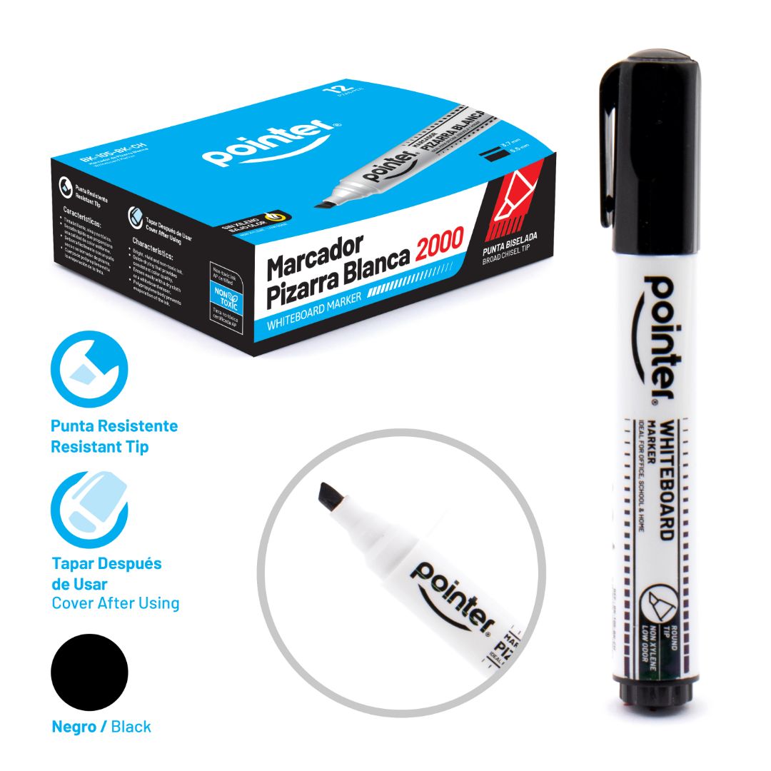 MARCADOR P/PIZARRON POINTER P/BISELADA NEGRO CX12 (F. 96 BOX)