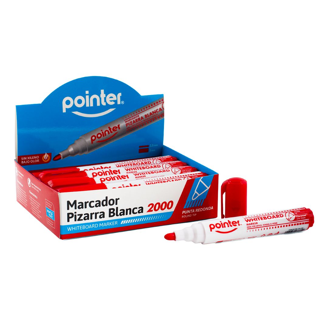 MARCADOR PARA PIZARRA POINTER P/REDONDA ROJO CX12 (F. 96 DOC)