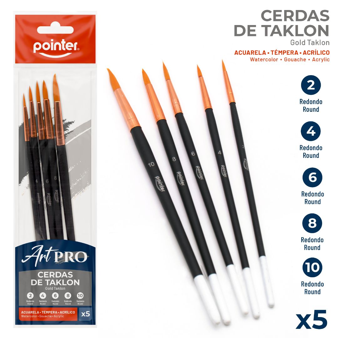 SET DE PINCELES POINTER ART PRO REDONDOS BX5 (F. 240 SETS)