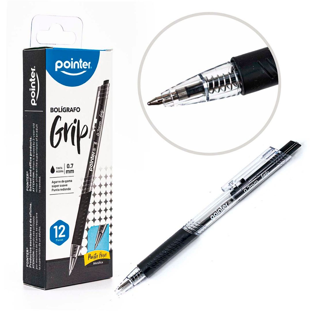 BOLIGRAFO POINTER RETRACTIL C/GRIP CX12 NEGRO 0.7MM (F. 96 DOC)