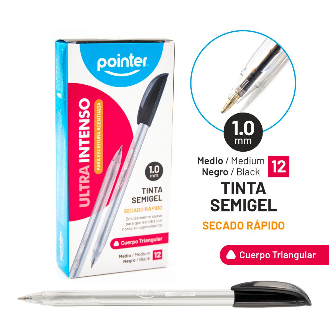 BOLIGRAFO POINTER ULTRA INTENSO SEMIGEL CX12 NEGRO 1.0MM (F. 96 DOC)