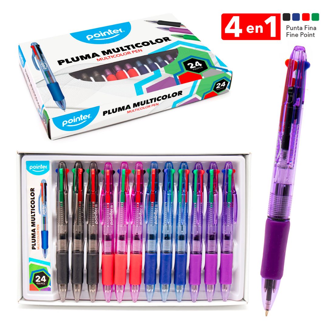 BOLIGRAFO POINTER MULTICOLOR 4 EN 1 CX24 (F. 50 BOX)