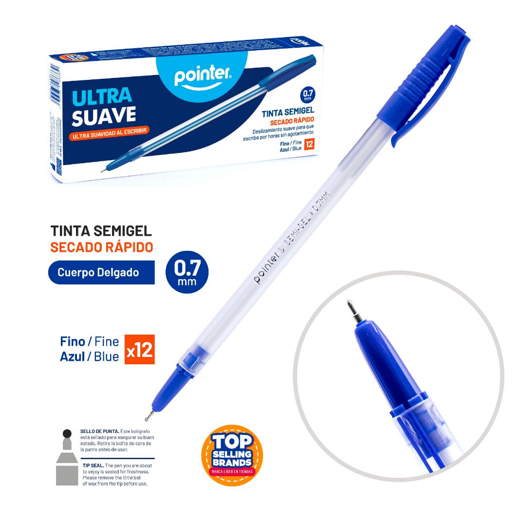 BOLIGRAFO POINTER TINTA SEMI GEL CX12 AZUL 0.7MM (F. 96 DOC)