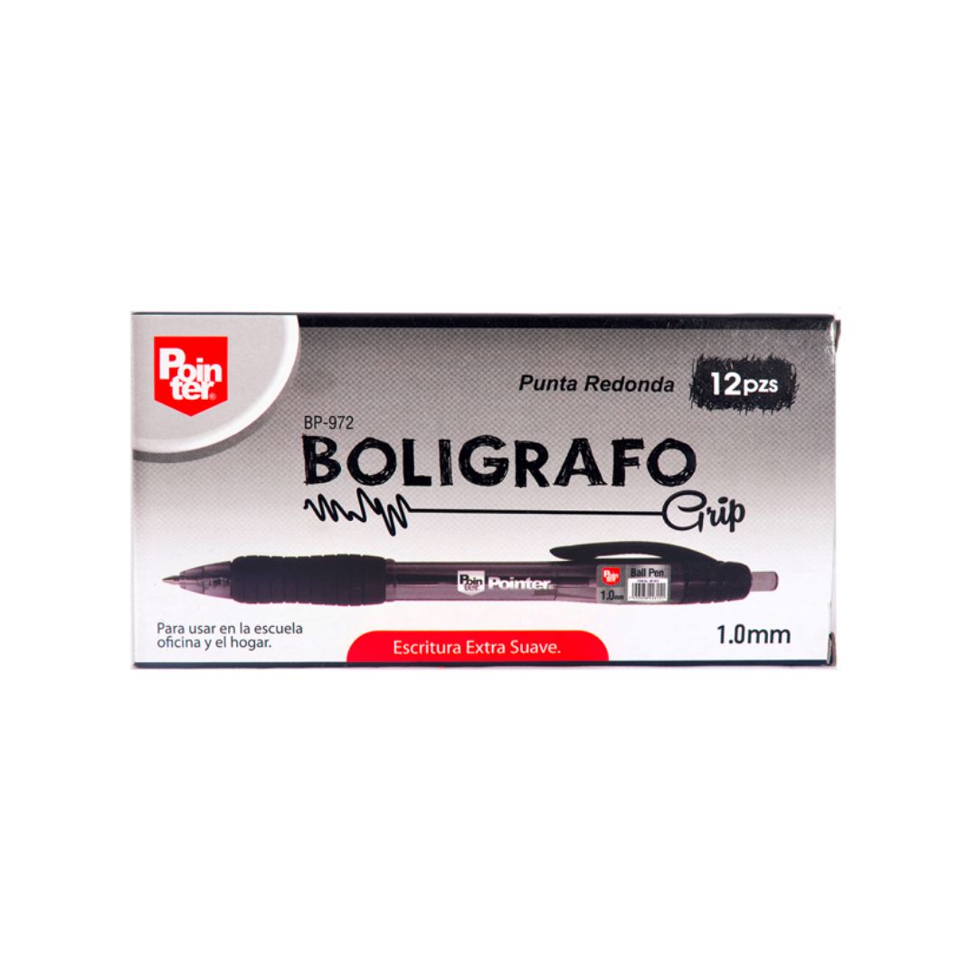 BOLIGRAFO POINTER GRIP PUNTA REDONDA NEGRO 1.0MM (F. 100 DOC)