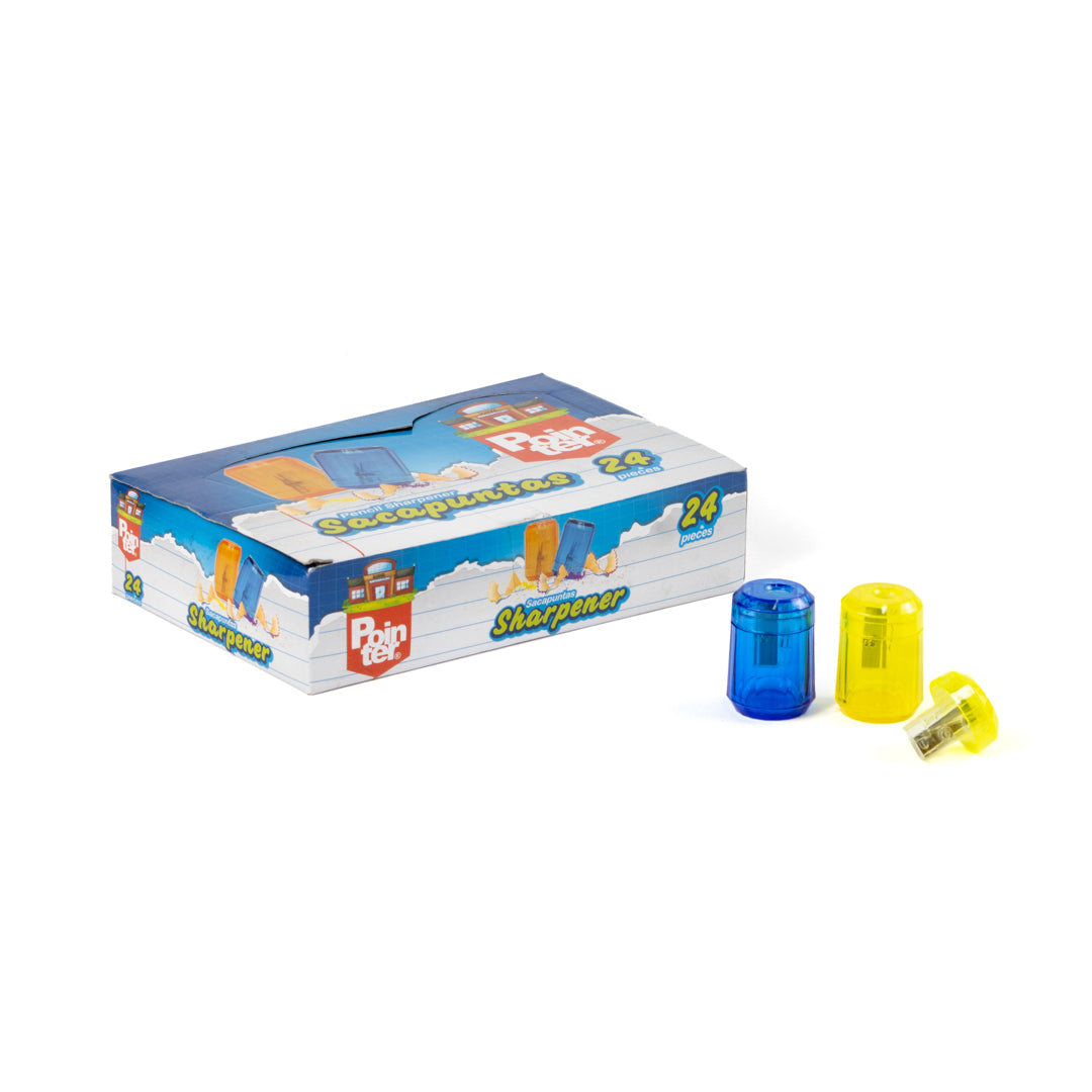 SACAPUNTAS POINTER C/DEPOSITO 1 AGUJERO 4 COL. CX24 (F. 30 BOX)
