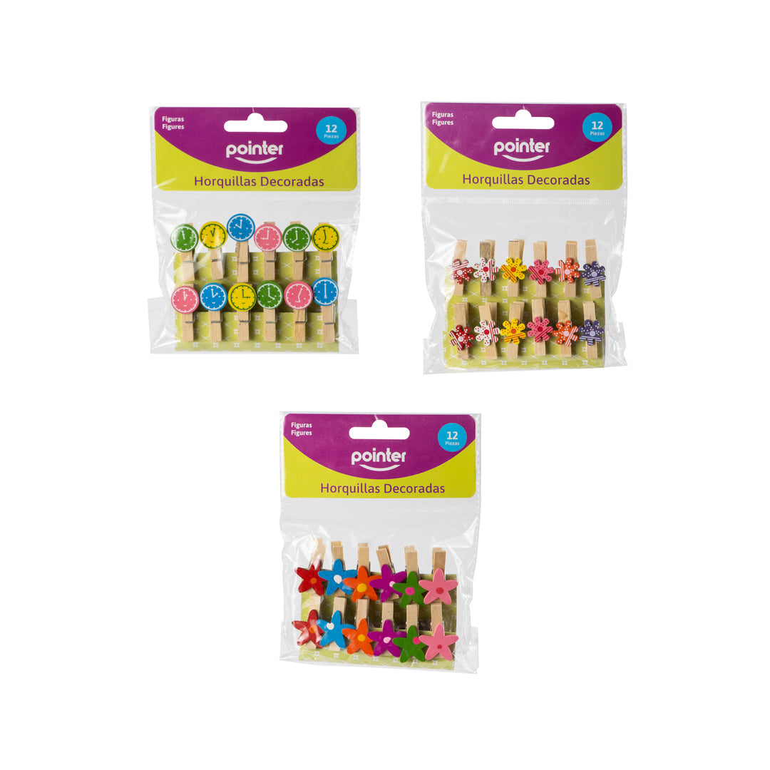 HORQUILLAS DECORADAS POINTER ESTRELLAS/FLORES/RELOJ PX12 (F. 144 SETS)