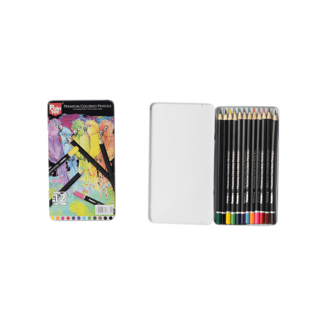 CRAYON DE MADERA POINTER PREMIUM EST. METL. 12 COL. (F. 120 SETS)