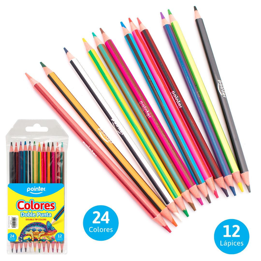 CRAYON DE MADERA POINTER D/PUNTA BICOLOR 12-24 COL. (F. 144 SETS)