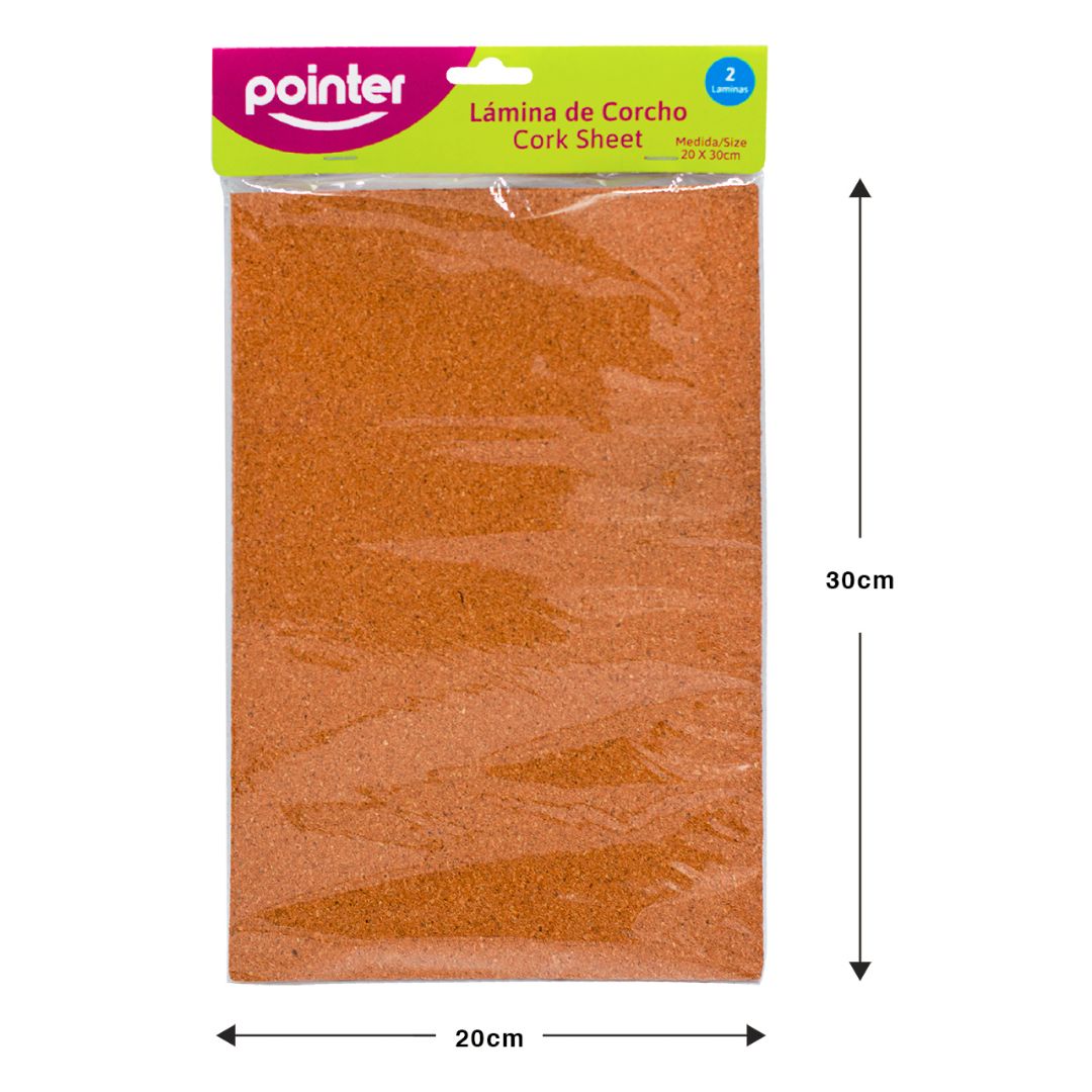 LAMINA DE CORCHO POINTER PX2 20X30CM (F. 100 SETS)