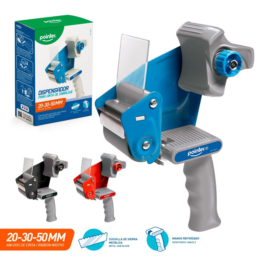 DISPENSADOR P/CINTA DE EMPAQUE POINTER 2" MANUAL 3 COL. (F. 24 PZAS)