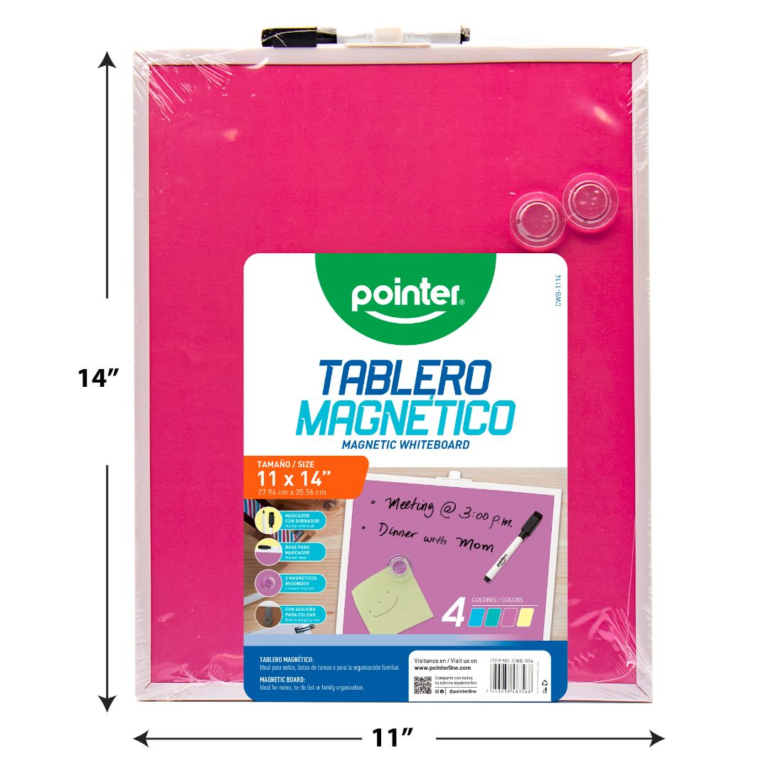 PIZARRON MAGNETICO POINTER DE COLORES 11"X14" (F. 24 PZAS)