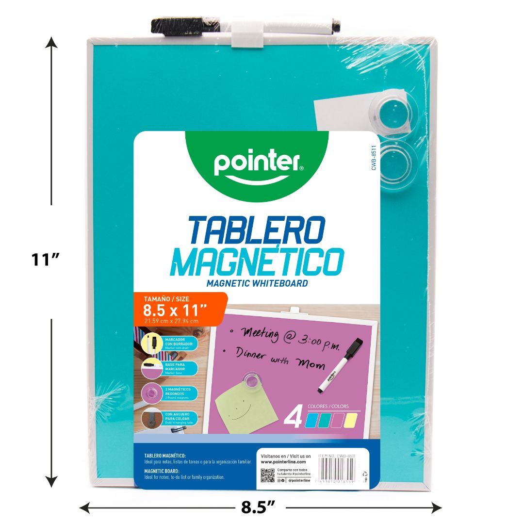 PIZARRON MAGNETICO POINTER DE COLORES 8.5"X11" (F. 48 PZAS)
