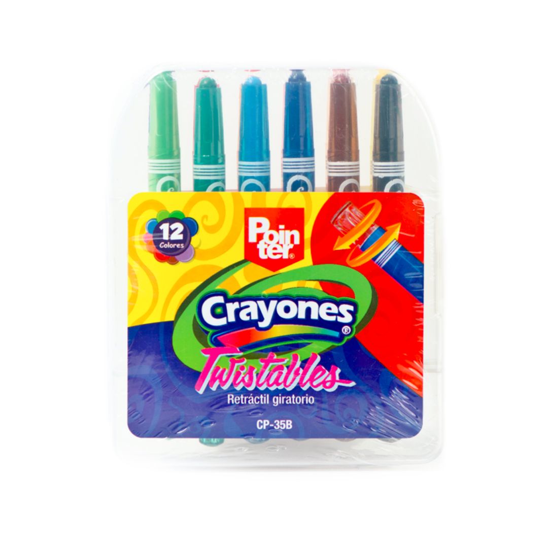 CRAYON RETRACTIL POINTER C/ESTUCHE PLASTICO 12 COL. (F. 144 UNI)