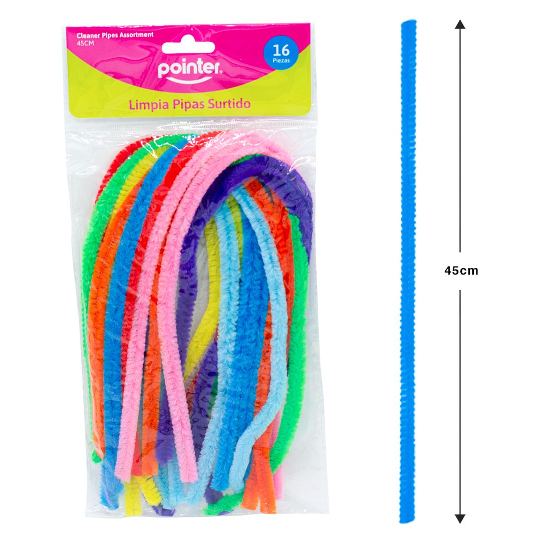 LIMPIA PIPAS POINTER COLORES SURTIDOS BX16 45CM (F. 144 UNI)