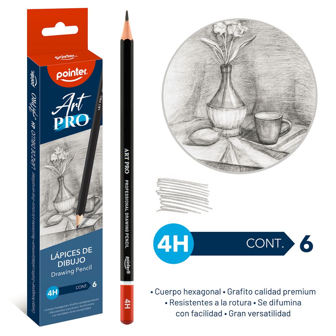 LAPICES DE DIBUJO POINTER DE GRAFITO CX6 4H (F. 192 SETS)