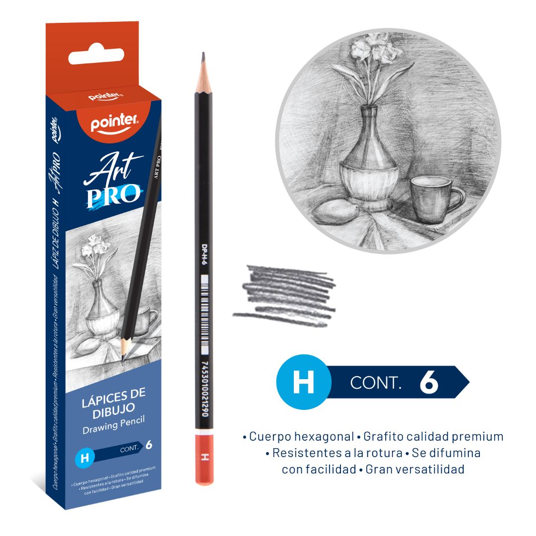 LAPICES DE DIBUJO POINTER DE GRAFITO CX6 H (F. 192 SETS)