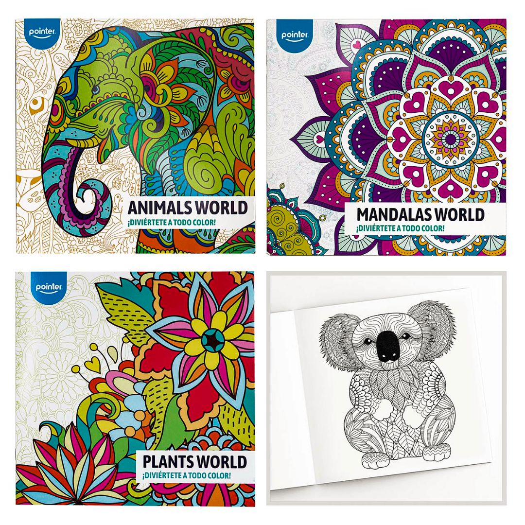 LIBRO PARA COLOREAR POINTER MANDALAS ANIMALES Y FLORES 18H. (F. 72 PZAS)