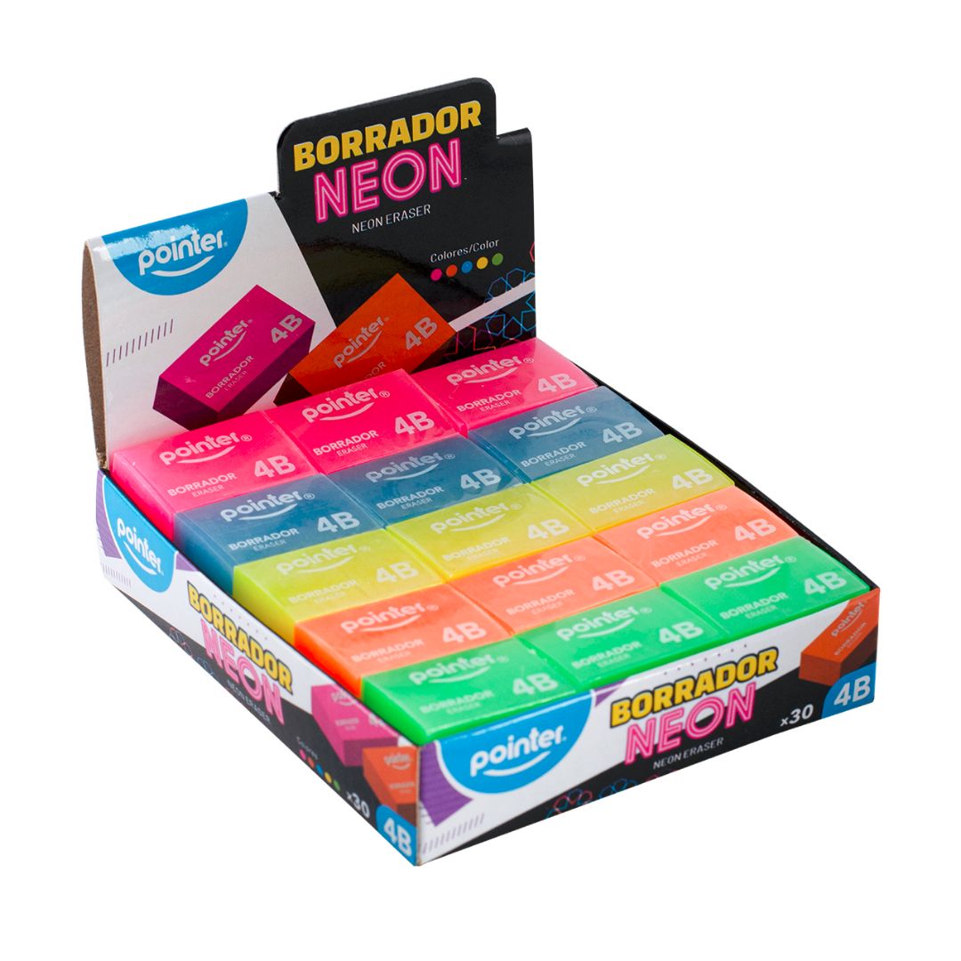 BORRADOR POINTER 4B CX30 5 COL. NEON PEQUEÑO (F. 40 BOX)