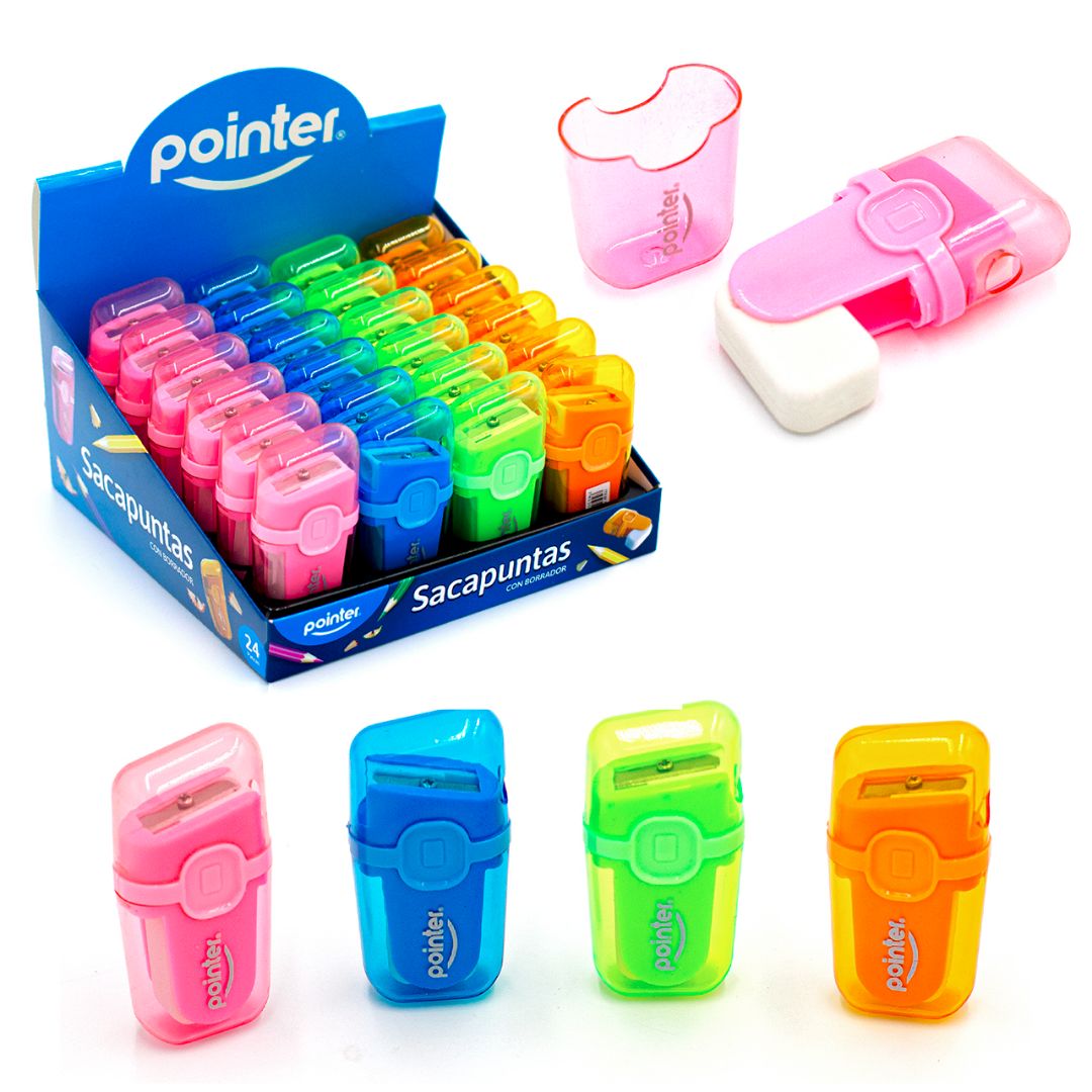 BORRADOR POINTER C/SACAPUNTAS Y DEPOSITO CX24 4 COL. (F. 24 BOX)