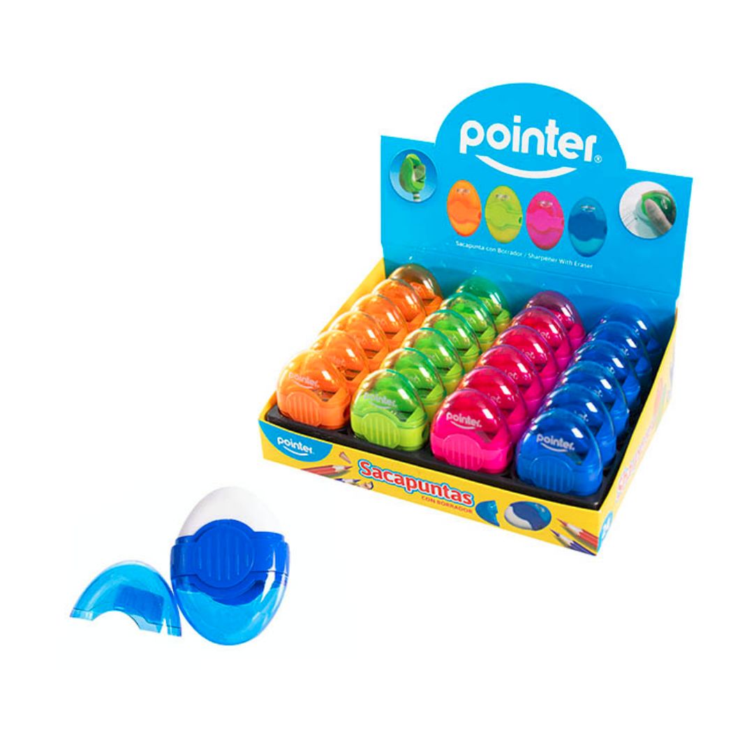BORRADOR POINTER C/SACAPUNTAS OVALADO 4 COL. CX24 (F. 24 BOX)