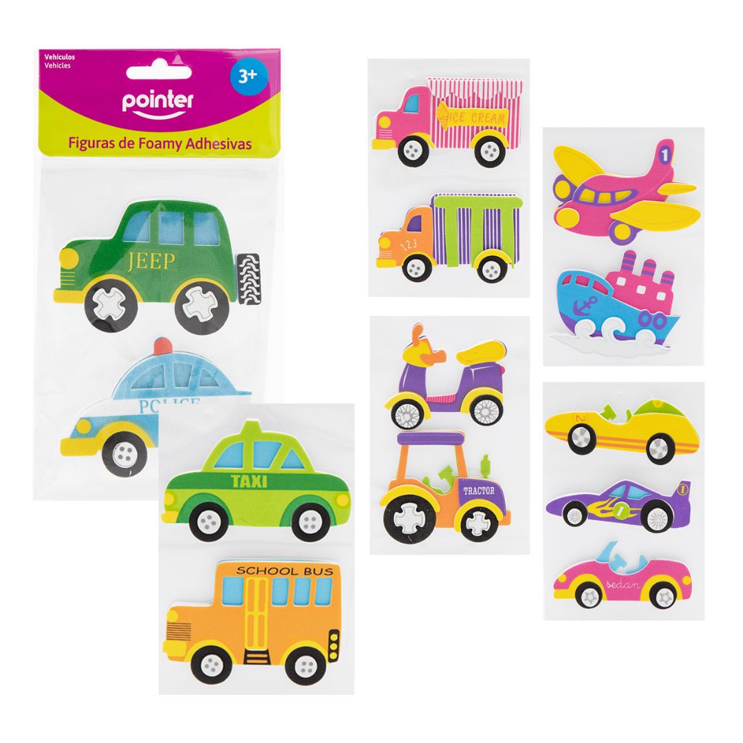 FIGURAS DE FOAMY POINTER ADHESIVAS TRANSPORTES (F. 96 UNI)