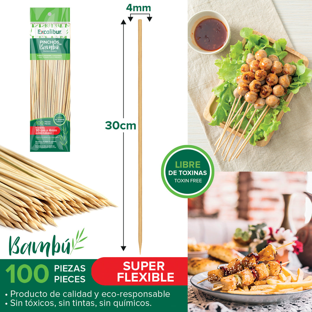 PINCHOS EXCALIBUR DE BAMBU BX100 30CMX4MM (F. 72 BAG)