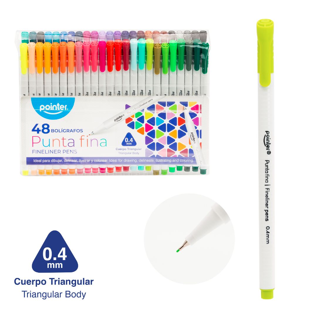 BOLIGRAFO POINTER PUNTA FINA 4MM 48 COLORES (F. 48 SETS)