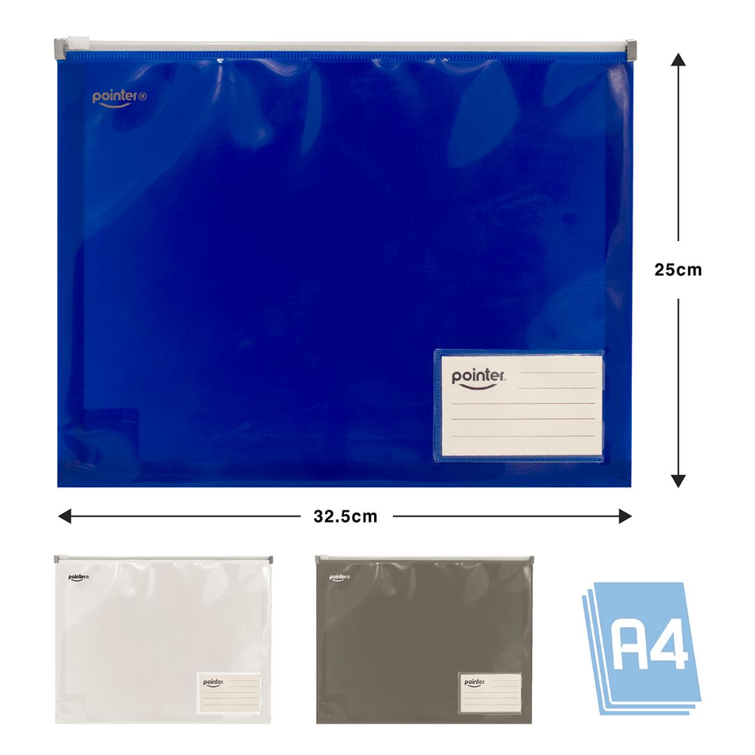 SOBRE PLASTICO POINTER C/ZIPPER E IDENTIFICADOR 3 COL. 32.5X25CM (F.72 UNI)