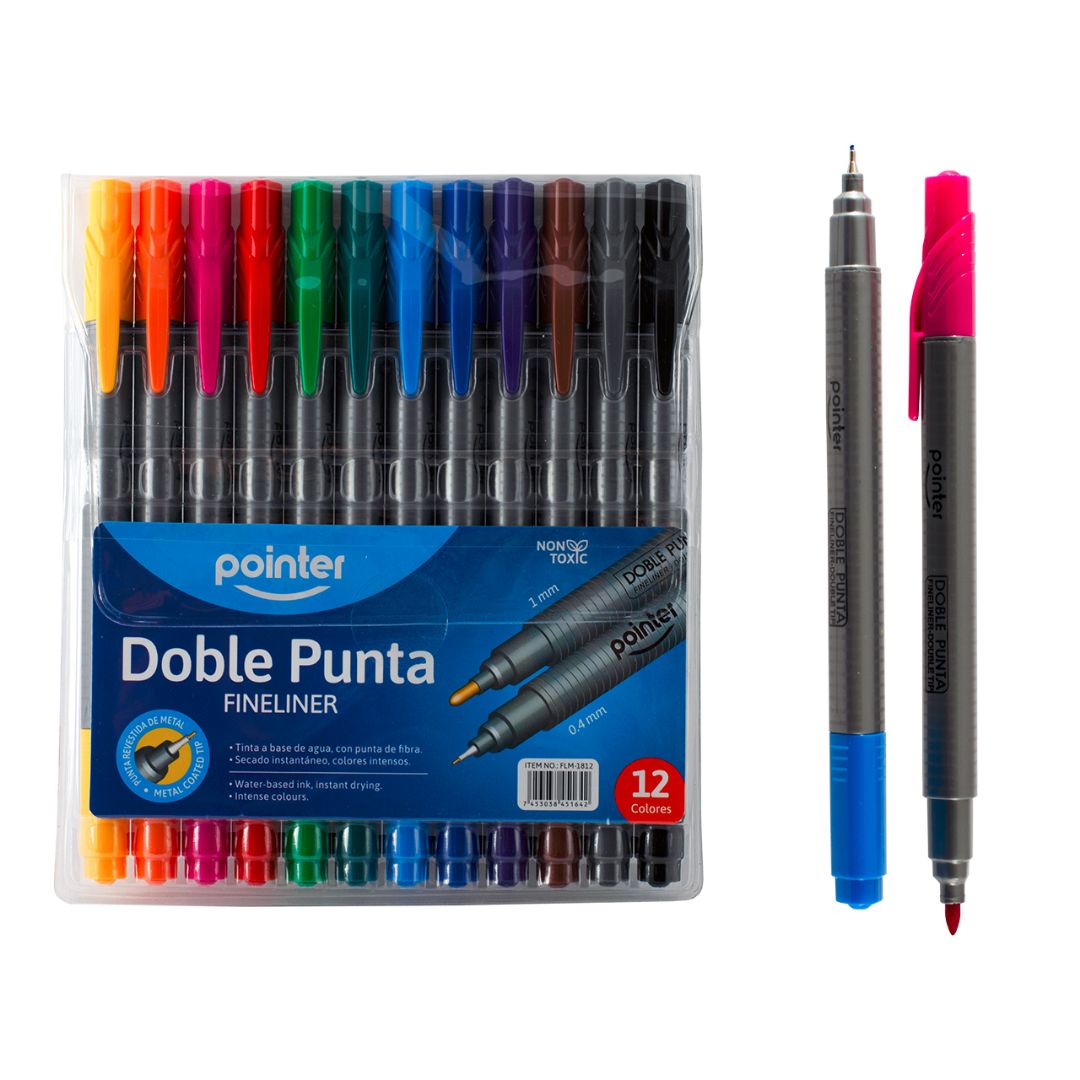 MARCADORES POINTER DOBLE PUNTA 12 COL. 1MM/0.4MM (F. 96 SETS)