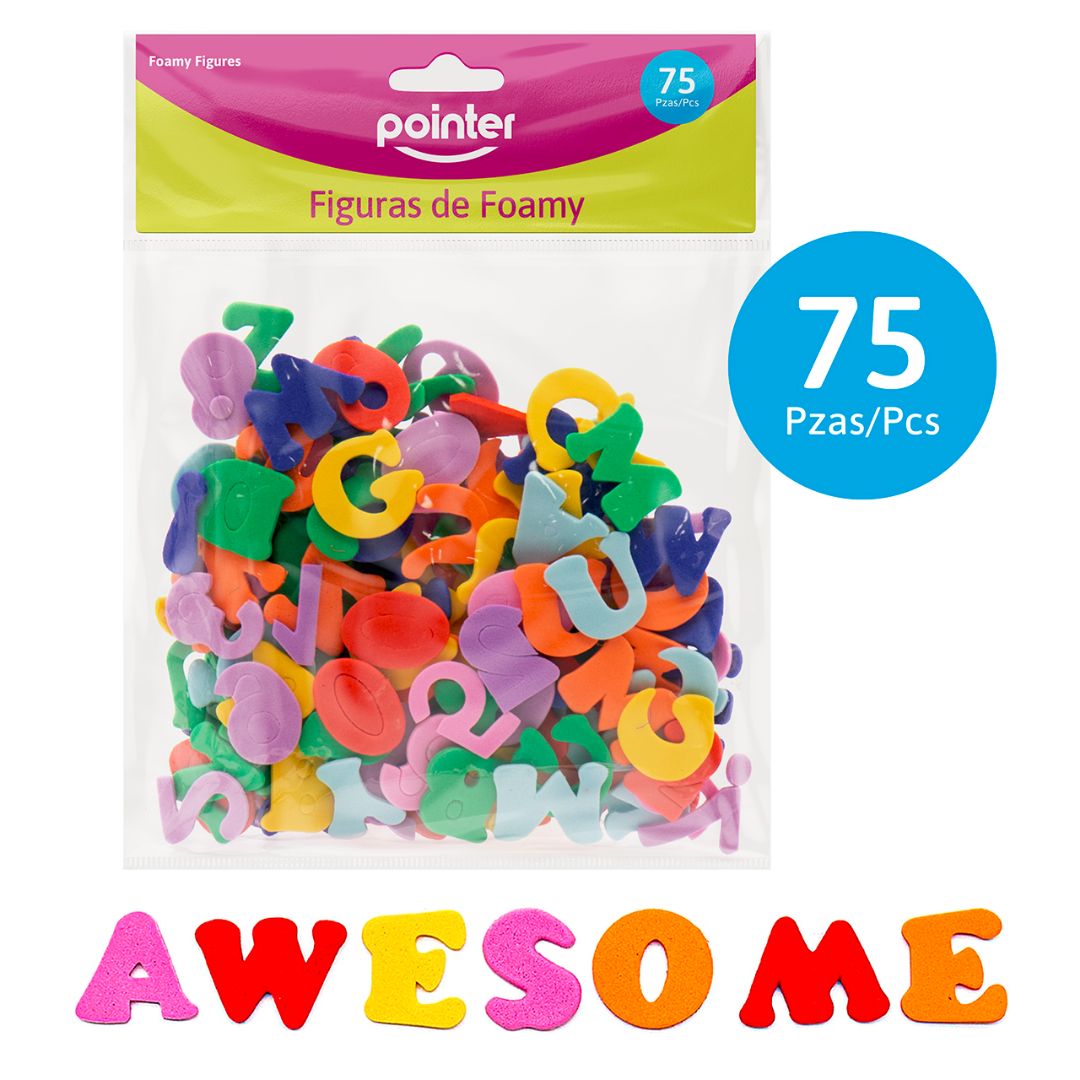FIGURAS DE FOAMY POINTER LETRAS Y NUMEROS DE COLORES BX75 (F. 144 UNI)
