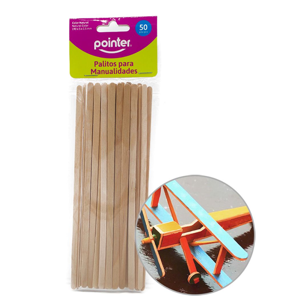PALITOS DE MADERA POINTER DELGADOS NATURAL BX50 (F. 200 BAG)