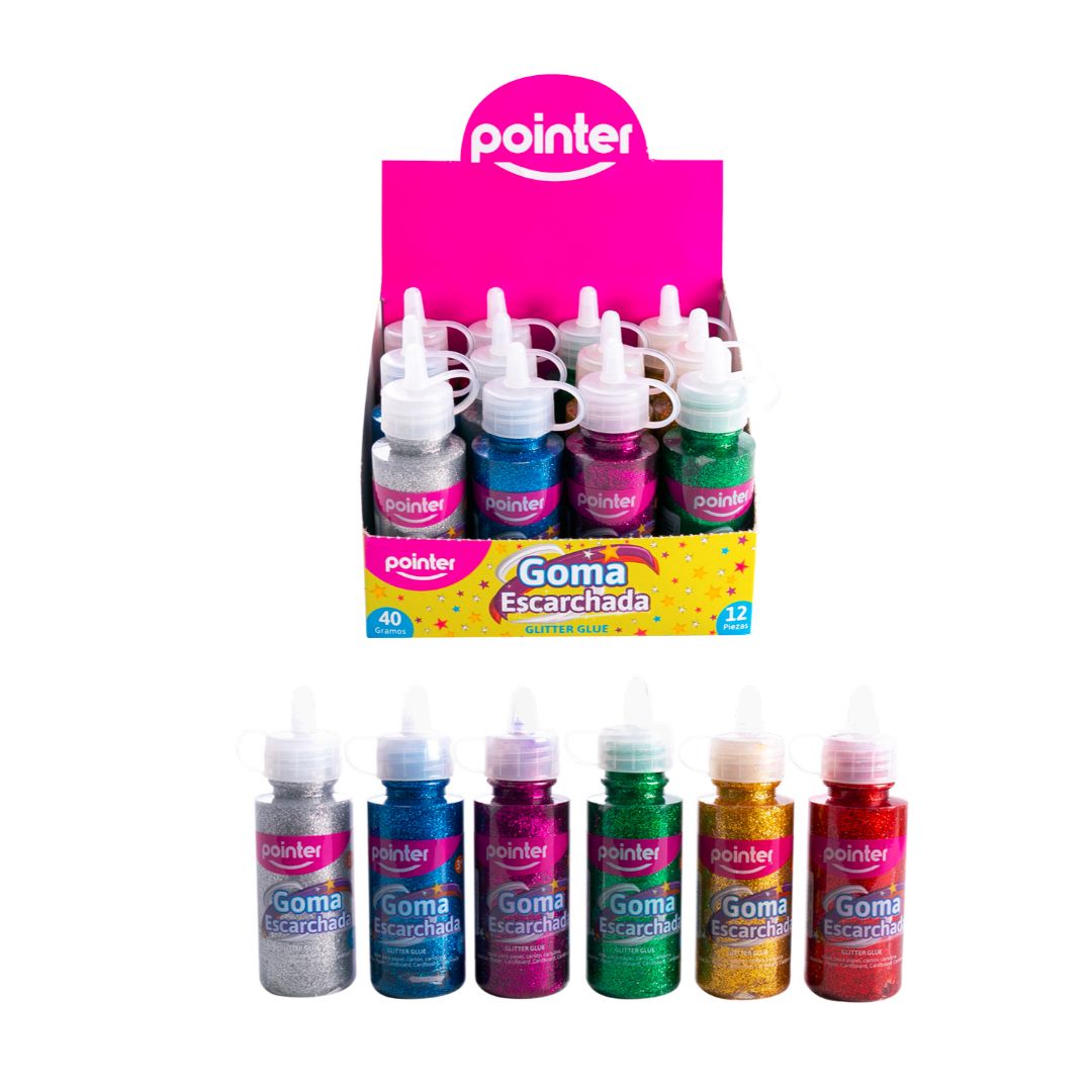 GOMA C/ESCARCHA POINTER 6 COLORES CX12 40G (F. 36 DOC)