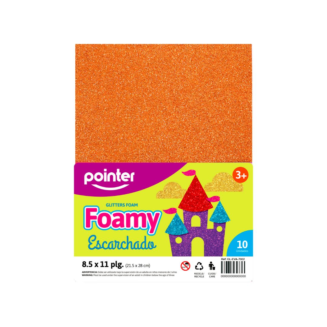 FOAMY C/ESCARCHA POINTER NARANJA PX10 CARTA (F. 60 UNI)