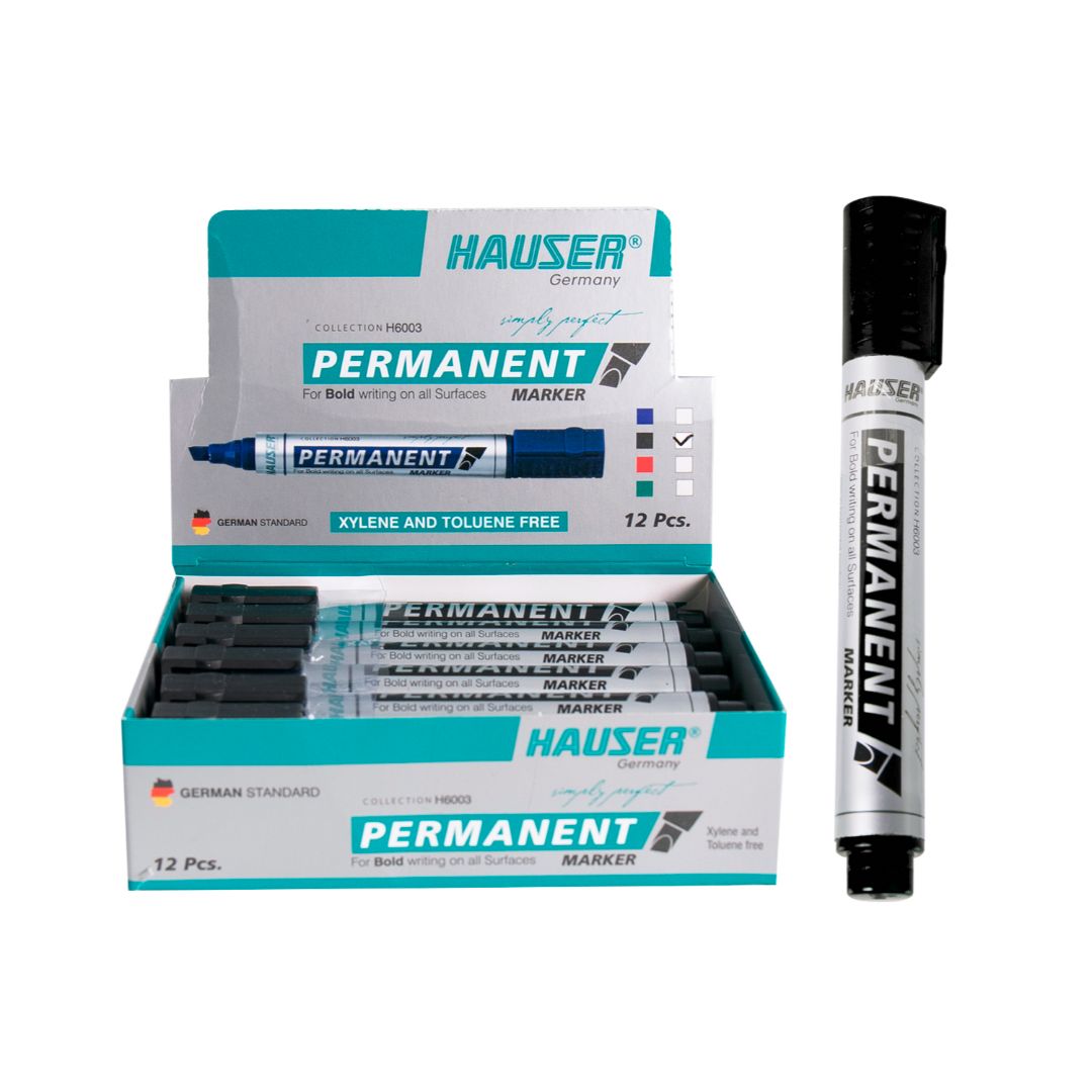 MARCADOR PERMANENTE HAUSER P/BISELADA NEGRO CX12 (F. 60DOC )